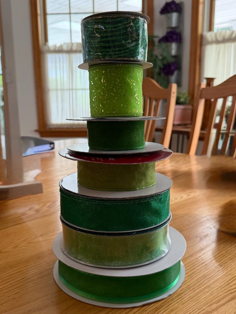 Lot of 7 Rolls of Green Ribbon